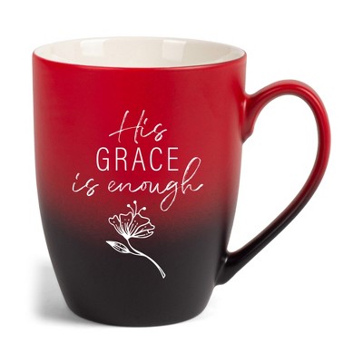 Elanze Designs His Grace Is Enough Two Toned Ombre Matte Red and Black 12 ounce Ceramic Stoneware Coffee Cup Mug