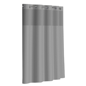 Hookless Victorian Satin Stripe Shower Curtain with Liner Gray