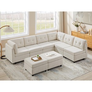 VANOMi Chenille Sectional Sofa with Ottoman - 1 of 4