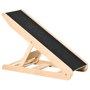 PawHut Height Adjustable Pet Ramp with Non-Slip Carpet Surfaces, 4 Levels Folding Dog Cat Ramp for Bed, Sofa & Car - 1 of 4