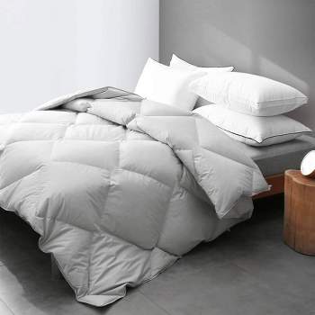 DWR Premium Grey Feathers Down Comforter Duvet Insert with Ultra Soft Cotton and Corner Tabs for Bedding Duvets and Down Comforters
