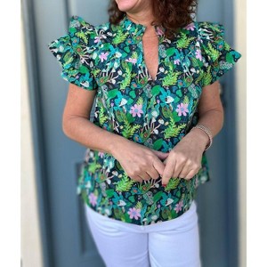 Women's Flutter Sleeve Top - Joy Joy - 1 of 3