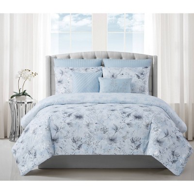 Queen 7pc Ava Comforter Set Blue - Style 212