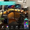 L Shaped Gaming Desk with Power Outlet & Led Lights, L-Shaped Corner Computer Desks Gaming Desk with 5 Shelves and Storage Bag, Pc Table Black - 4 of 4