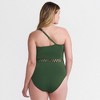 Lands' End Women's Macrame One Shoulder High Leg One Piece Swimsuit - 2 of 4
