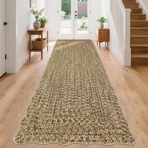 Coucheta Washable Braided Area Rug, Vintage Scalloped Design, Non-Slip Low Pile Indoor Carpet for Living & Dining Room, Bedroom, Office & Nursery - 1 of 4