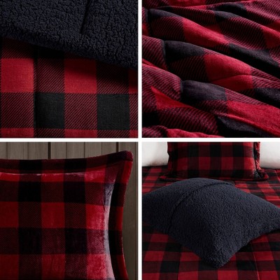 King Red/Black Buffalo Check Reversible Down Alternative Bedspread Set
