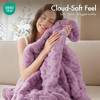 FONTOI 50"x60" Faux Fur Throw Blanket for Couch Fluffy Cozy Rabbit Fleece, Plush Soft Bubble Blanket for Sofa Bed Festival Gift Winter - 4 of 4