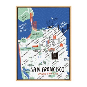 Kate and Laurel Sylvie San Francisco Illustration Framed Canvas by Stacie Bloomfield, 23x33, Natural - 1 of 4