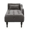Beautyolove 60.6" Velvet Chaise Lounge Buttons Tufted Nailhead Trimmed Solid Wood Legs with 1 Pillow,Grey - 3 of 4
