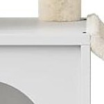 white cabinet + grey cat tree