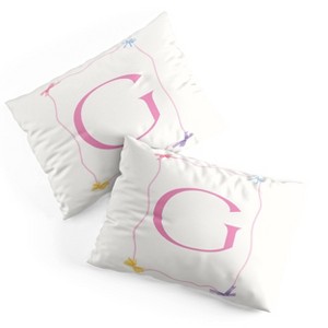 Deny Designs Standard April Lane Art Simple Bow Monogram G Microfiber Printed Pillow Sham - 1 of 3