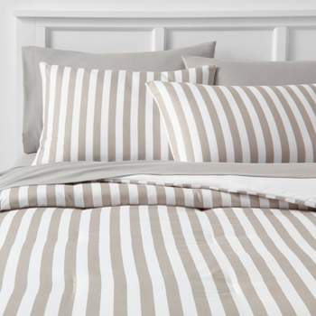Stripe Microfiber Reversible Comforter & Sheet Set Gray - Room Essentials™