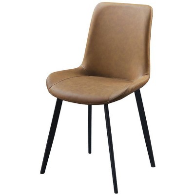 Abiram Brown Faux Leather and Metal Side Chair Set