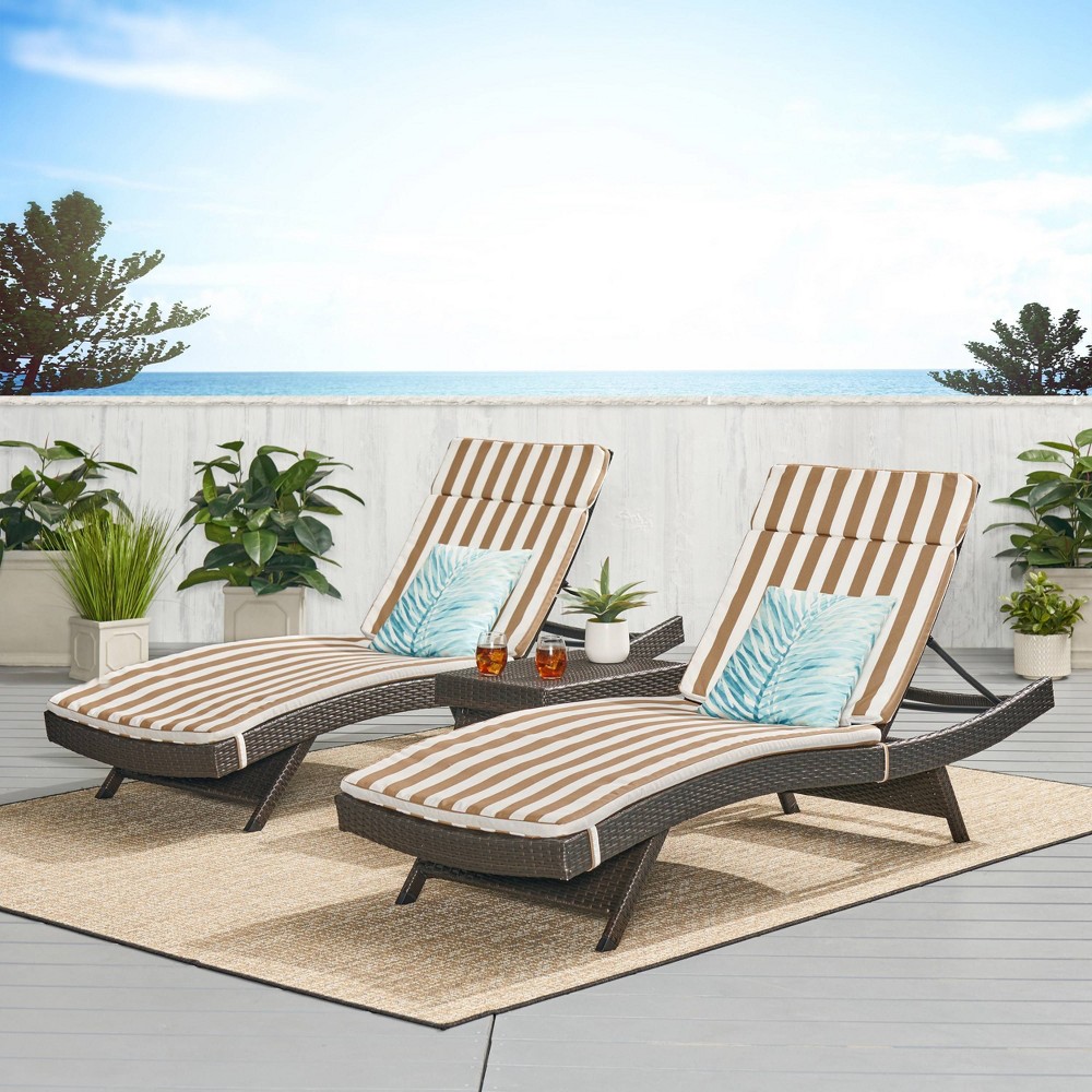 Salem 3pc Brown Wicker Lounge & Coffee Table: No Assembly, Weather-Resistant - Christopher Knight Home