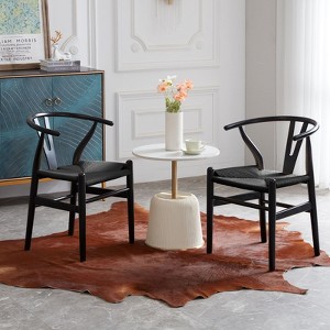 Kumasinova 17.7" Wishbone Dining Chair Set of 2,Mid-Century Modern Kitchen Chairs,Solid Wood Accent Armless Chairs for Kitchen&Dining Room - 1 of 4