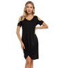 Women's Summer Cold Shoulder  Twist Knot Mini Tshirts Dresses - 4 of 4