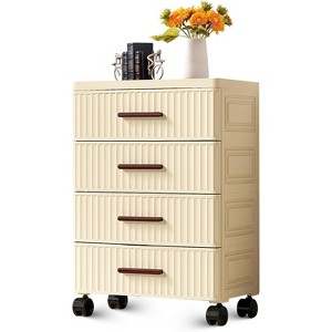 Plastic Drawer Box with Wheels Rolling Container with 5 Drawers, Trolley Drawer Cabinet, Desk Cabinet Organiser for Bedroom, Bathroom - 1 of 4
