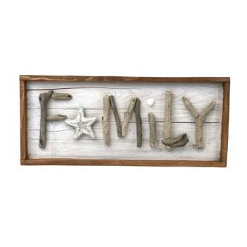 Beachcombers Reclaimed Metal Family Sign Wall Coastal Plaque Sign Wall Hanging Decor Decoration For The Beach 18 x 1.25 x 8 Inches.