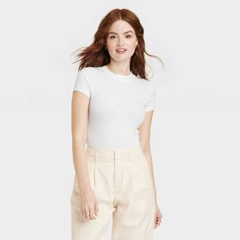 Women's Cotton Stretch Tank Bodysuit - Auden™ White XL