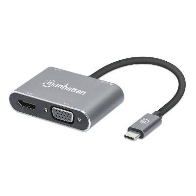 Manhattan® USB-C® to HDMI® and VGA 4-in-1 Docking Converter with Power Delivery in Silver