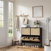 CuisinSmart, Fluted Shoe Storage Cabinet with 4 Flip Drawers, Narrow Wooden Shoe Organizer with Metal Legs, Shoe Rack for Living Room, Black+Oak - 2 of 4