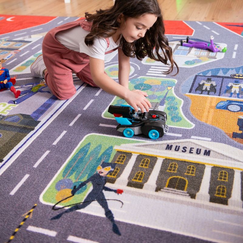 KC CUBS | Batman Gotham City Boy & Girl Kids City Road Car Vehicle Traffic Educational Learning & Game Nursery Classroom Rug Carpet, 2 of 11