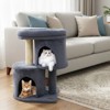 Costway 26” Small Cat Tree with Large Padded Plush Perch, 2 Condos, Sisal Scratching Posts Light Gray/Dark Gray/Beige - 4 of 4