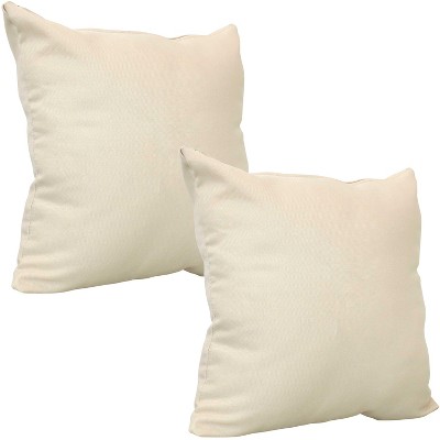 Sunnydaze Indoor/Outdoor Polyester Decorative Square Throw Accent Pillows for Patio or Living Room - 15" - Beige - 2pk