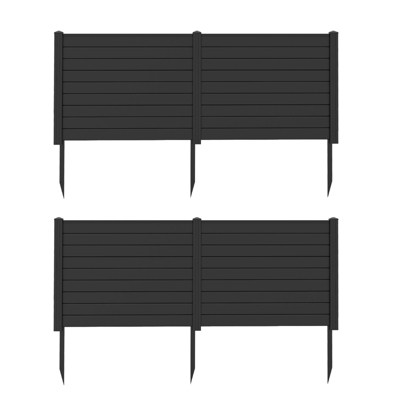 Tangkula 2PCS Air Conditioner Fence, Decorative Trash Can Enclosure with Stakes 48”L x 37.5”H Pool Equipment Fence Screen Black/White