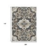 HomeRoots 9' X 12' Charcoal And Taupe Damask Washable Indoor Outdoor Area Rug - 3 of 4
