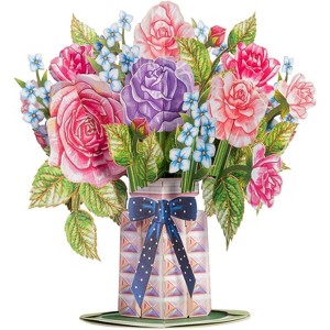 Paper Love 3D Elegance Flower Bouquet Pop Up Card, with Forever Flowers Keepsake, For All Occasion or Just Because - Oversized 10" x 7" Cards - 1 of 4