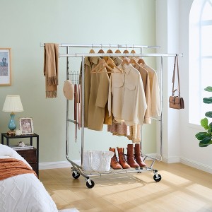 HDZNVF Double Clothing Garment Rack with Shelves Capacity 800lbs Clothing Racks - 1 of 4