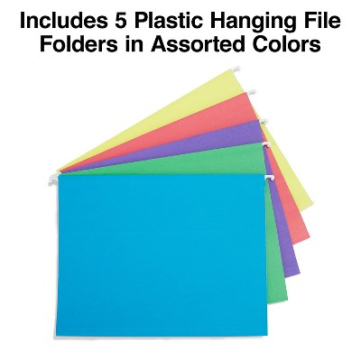 Black Plastic Stackable Hanging File Desk Organizer with Folders