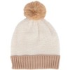 CTM Women's Two Tone Knit Winter Beanie Hat with Pom - 4 of 4