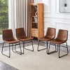 Set of 4 Retro Brown Suede Chairs ,Comfortable Bar Stools,Dining Chair - 3 of 4