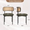 Modern Upholstered Dining Chairs Set of 2, Rattan Back Kitchen Chairs with Metal Legs, Accent Chairs for Dining Room or Living Space - Cuddlewood - 4 of 4