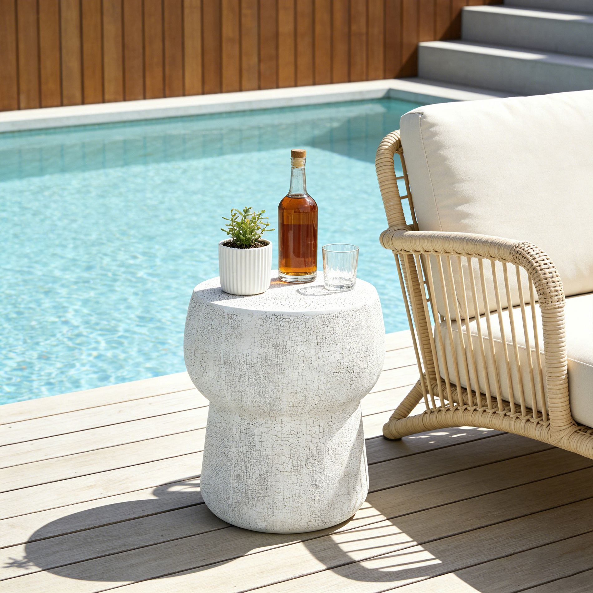 GDFStudio Roberts Outdoor Modern Concrete coffee Table with Crack process, Grey