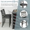 Whisen 5-piece Solid Wood Dining Table Set with Curved Wine Rack and 4 Upholstered Chairs - 4 of 4