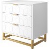 Sleek White 3 Drawer Dresser with Gold Accents Modern Storage Chest with Metal Legs for Bedroom Living Room and Hallway - 2 of 4