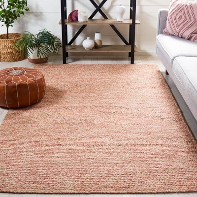 Handmade Pink and Natural Wool Area Rug 3' x 5'