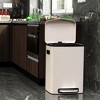 JANSNO 13 Gallon 50L Stainless Steel Kitchen Trash Can – White Rectangular Bin, Foot Pedal, Soft Close with 30 Garbage Bags - 4 of 4