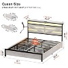 WOWLIVE Queen Bed Frame with 4 Drawers & Storage Headboard, Farmhouse Bed with LED & Charging Station, Light Gray - 3 of 4