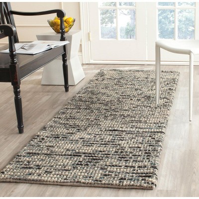 Hand-knotted Grey and Multicolor Wool Runner Rug 2'6" x 10'