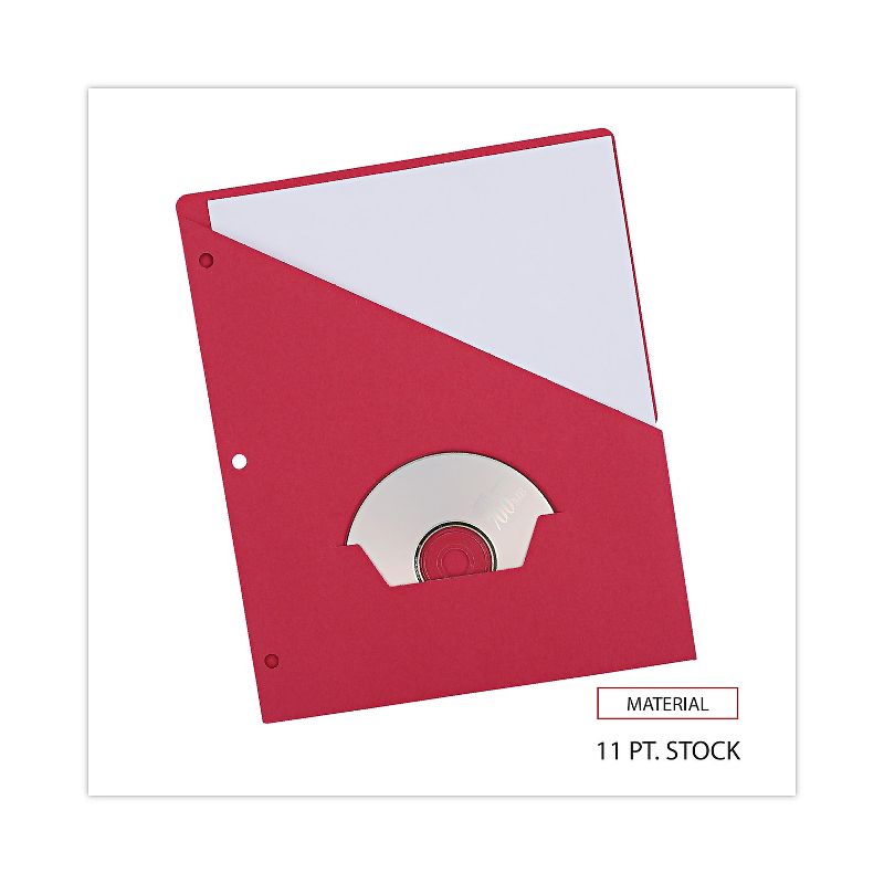 Universal Slash-Cut Pockets for Three-Ring Binders Jacket Letter 11 Pt. Red 10/Pack 61683, 5 of 8