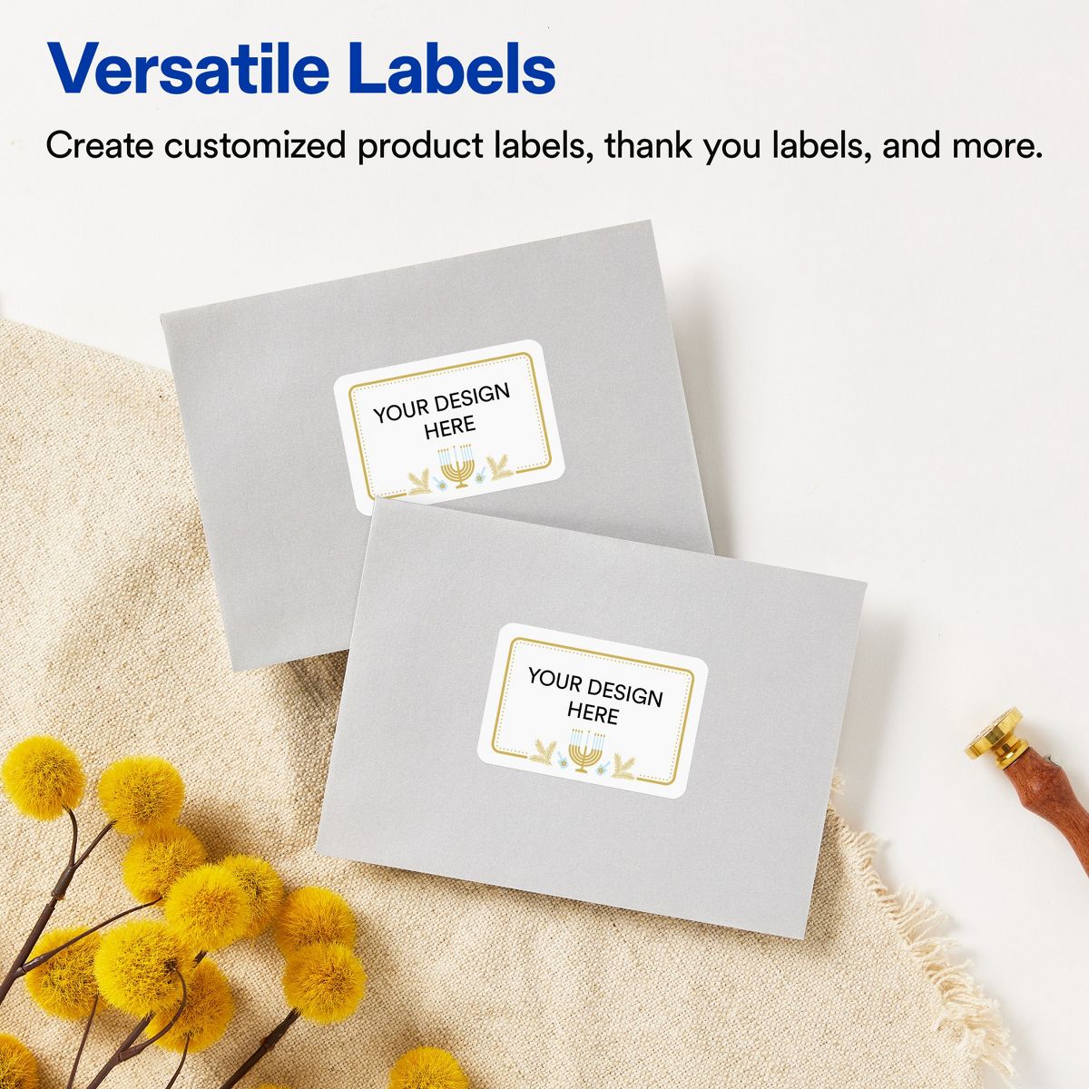 Avery® Labels, 2" x 3", Glossy, Gold Menorah Frame, 160 - thumbnail 4