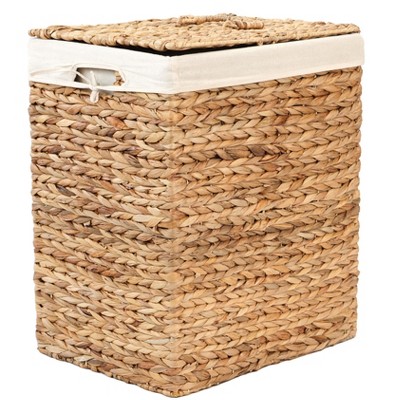 Eco-Friendly Water Hyacinth Wicker Laundry Hamper with Lid
