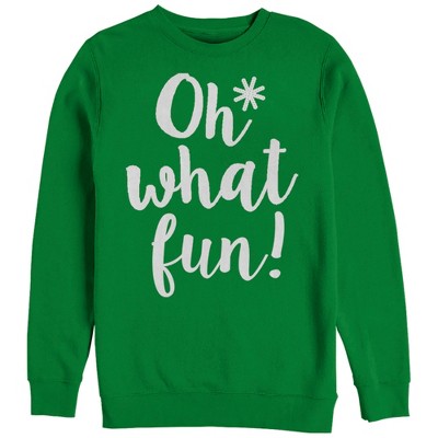 Women's Chin Up Christmas What Fun Sweatshirt - Kelly Green - 2x