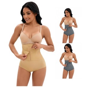INSPIRE CHIC 3 Packs Women's Front Hook Closure Shapewear Tummy Control Briefs High Waist Butt Lifter Panties - 1 of 4