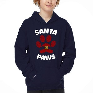 LA Pop Art Santa Paws - Boy's Word Art Hooded Sweatshirt - 1 of 4